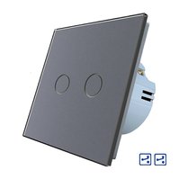 WELAIK skleněný dotykový vypínač dvojitý schodišťový/křížový kompletní ř.6+6- tmavě šedý