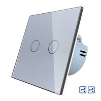 WELAIK skleněný dotykový vypínač dvojitý schodišťový/křížový kompletní ř.6+6- šedý